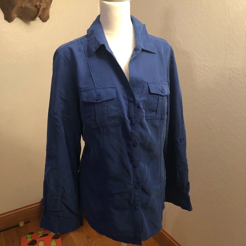 Blue Modal blend button up shirt